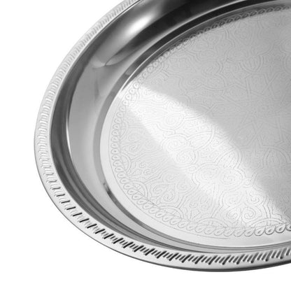 Silver Plated Stainless Steel Round Serving Tray 30 cm