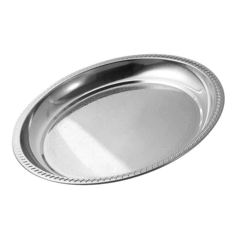 Silver Plated Stainless Steel Round Serving Tray 40 cm