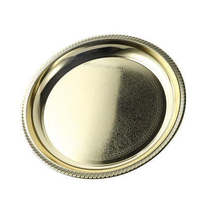 Gold Plated Stainless Steel Round Serving Tray 35 cm