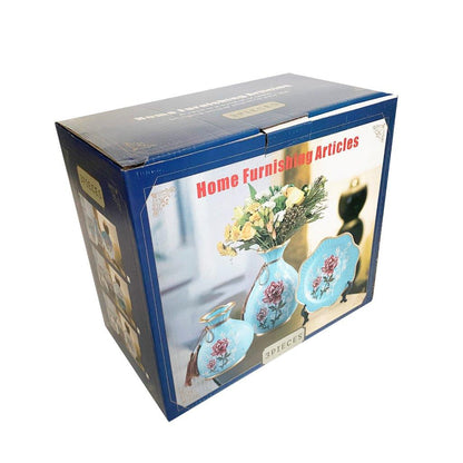 Home Decor Table Top Abstract Print Ceramic Vase Set of 3 Pcs 16*16/12*25/21.5 cm