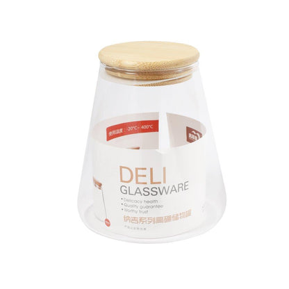 Airtight Bamboo Lid Glas Condiment Seasoning Jar 950 ml