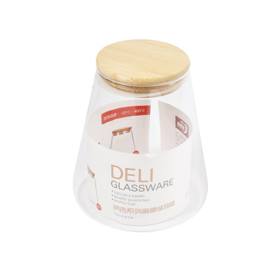 Airtight Bamboo Lid Glas Condiment Seasoning Jar 950 ml