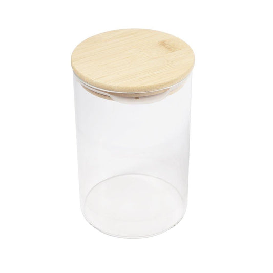 Airtight Bamboo Lid Glas Condiment Seasoning Jar 950 ml