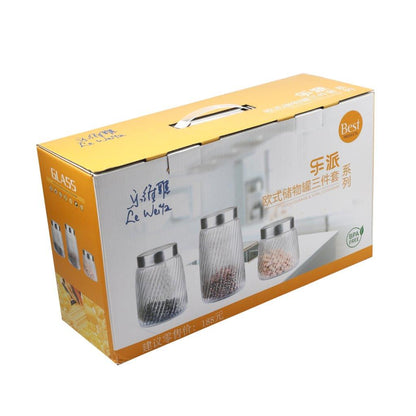 Glass Canister Set of 3 Pcs 10*12.5/10*16/10*20.5 cm