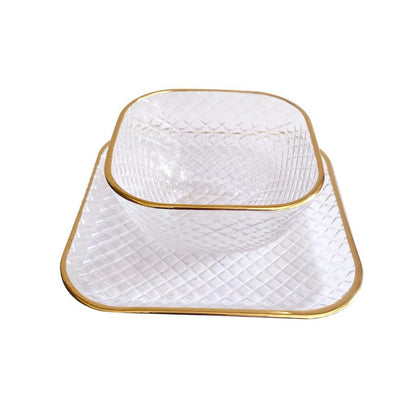 Crystal Glass Ice Cream and Dessert Bowl and Plate Set of 12 Pcs 10.5*5.2/15 cm