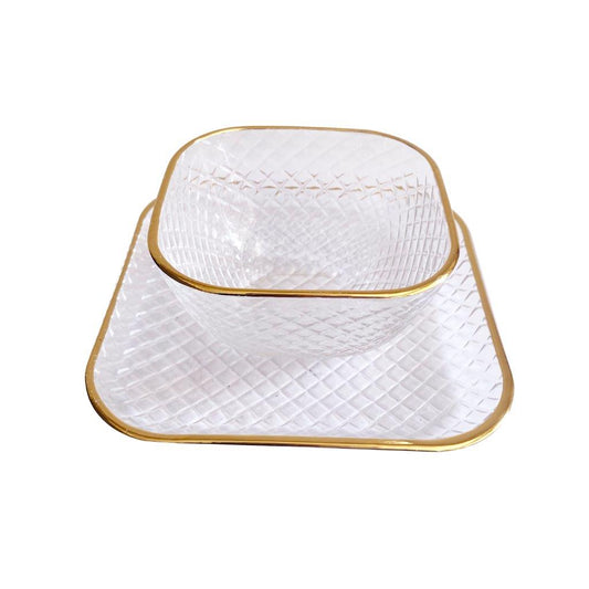 Crystal Glass Ice Cream and Dessert Bowl and Plate Set of 12 Pcs 10.5*5.2/15 cm