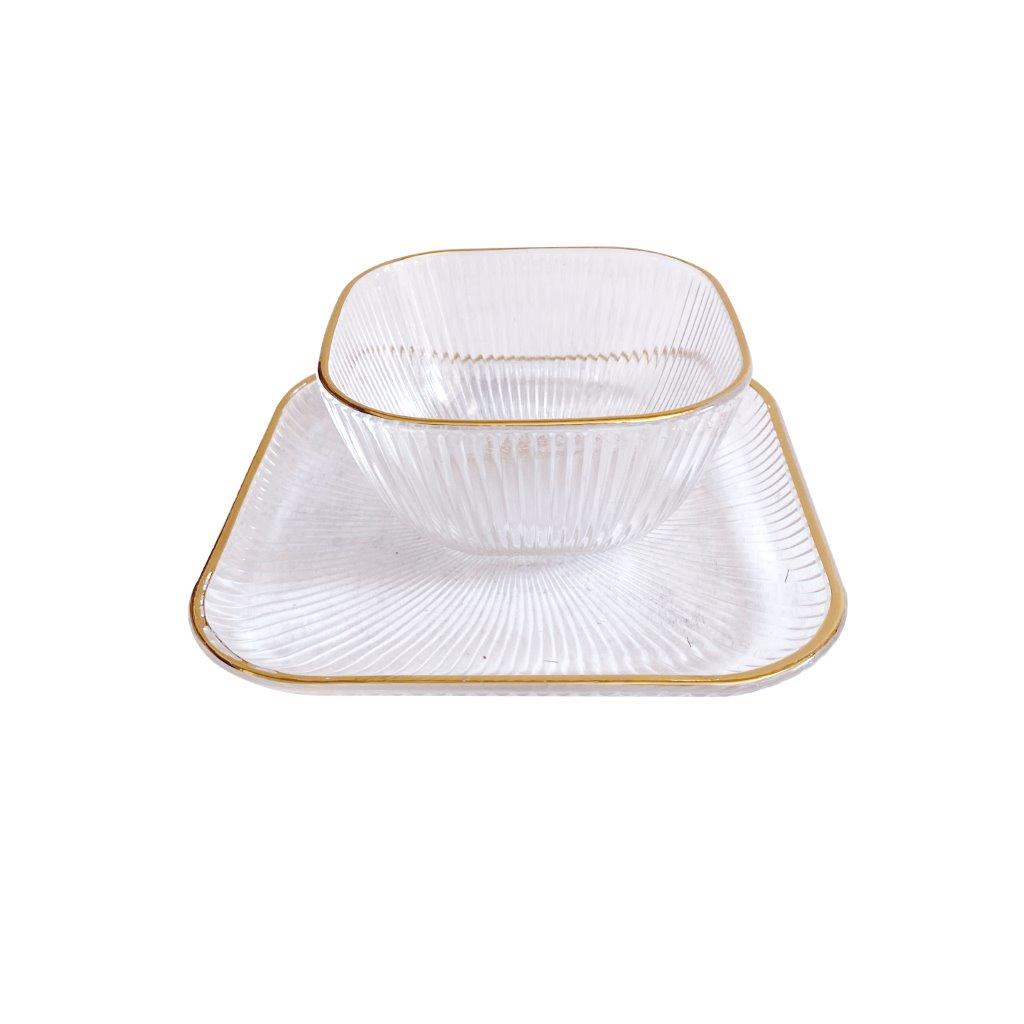 Crystal Glass Ice Cream and Dessert Bowl and Plate Set of 12 Pcs 10.5*5.2/15 cm