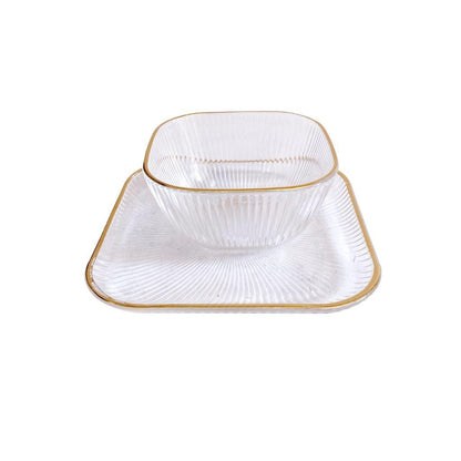 Crystal Glass Ice Cream and Dessert Bowl and Plate Set of 12 Pcs 10.5*5.2/15 cm