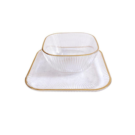 Crystal Glass Ice Cream and Dessert Bowl and Plate Set of 12 Pcs 10.5*5.2/15 cm