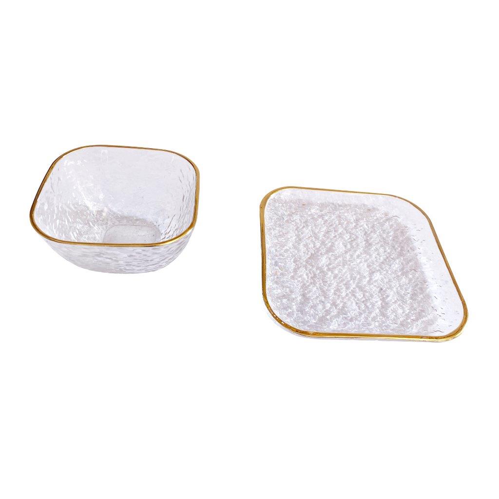 Crystal Glass Ice Cream and Dessert Bowl and Plate Set of 12 Pcs 10.5*5.2/15 cm