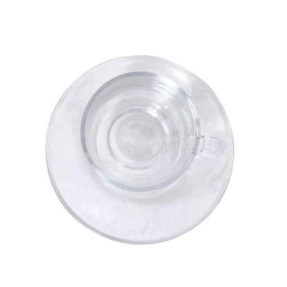 Premium Lead Free Glass Tea Cup with Saucer Set of 6 Pcs 7.5*6/12 cm