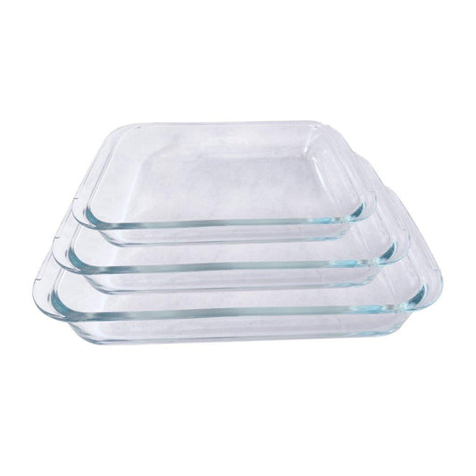 Heat Resistant Rectangle Glass Baking Dish Set of 3 Pcs 2.2/1.6/1L