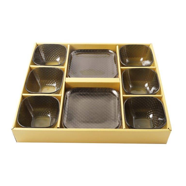 Crystal Glass Ice Cream and Dessert Bowl with Saucer Set of 12 Pcs 10*6.5/15.5*1.5 cm