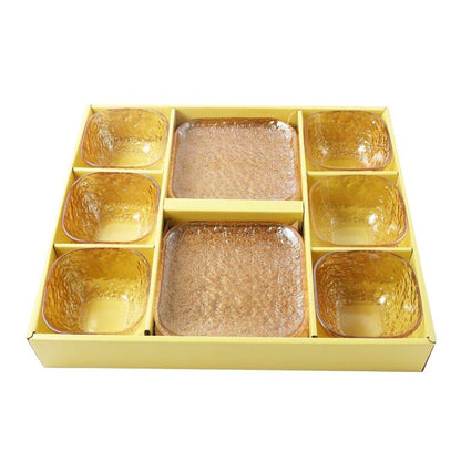 Crystal Glass Ice Cream and Dessert Bowl with Saucer Set of 12 Pcs 10*6.5/15.5*1.5 cm