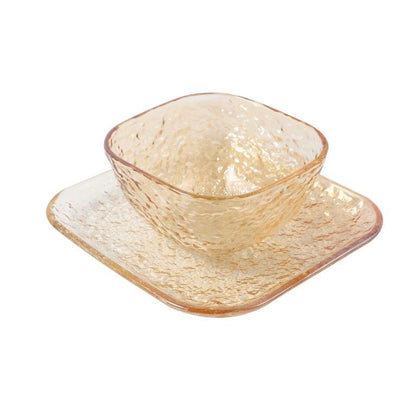 Crystal Glass Ice Cream and Dessert Bowl with Saucer Set of 12 Pcs 10*6.5/15.5*1.5 cm