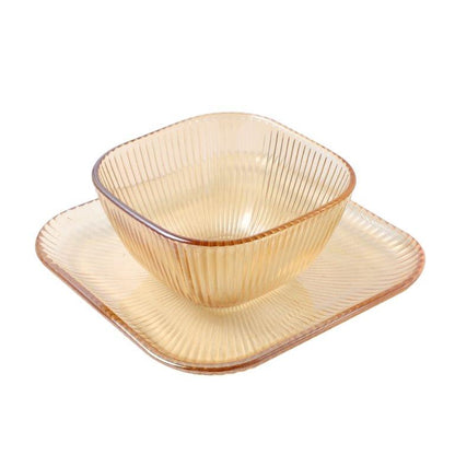 Crystal Glass Ice Cream and Dessert Bowl with Saucer Set of 12 Pcs 10*6.5/15.5*1.5 cm