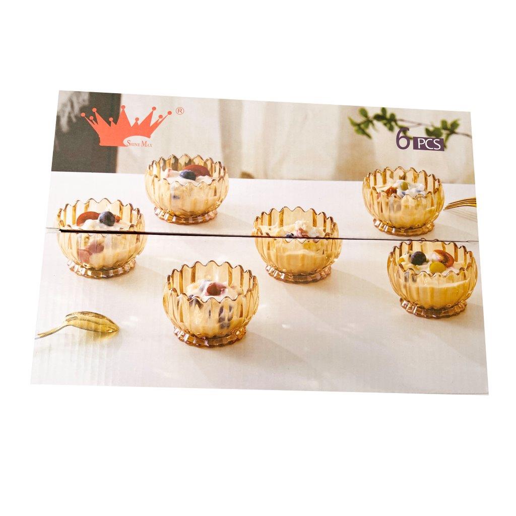 Crystal Glass Ice Cream and Dessert Bowl Set of 6 Pcs 150 ml **