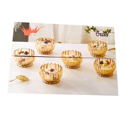 Crystal Glass Ice Cream and Dessert Bowl Set of 6 Pcs 150 ml **