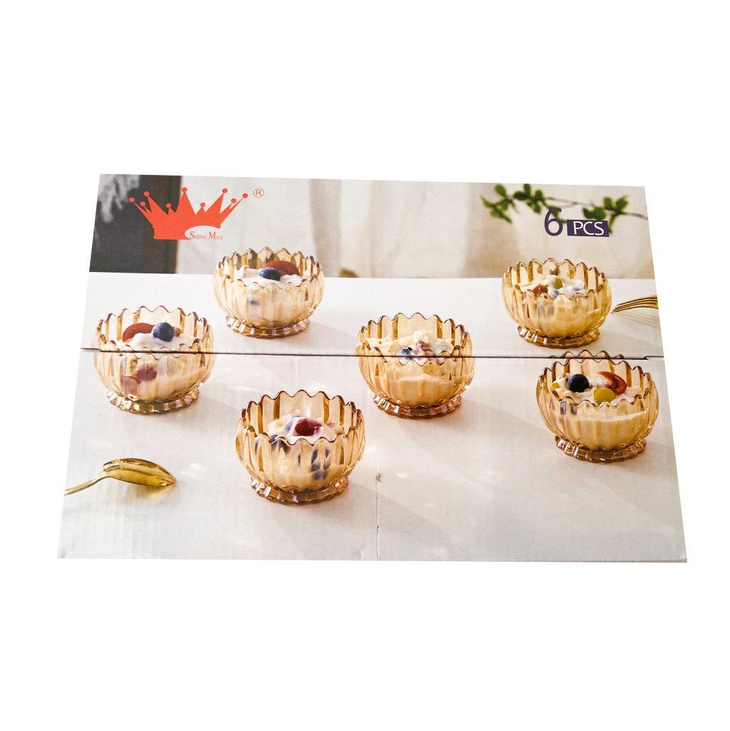 Crystal Glass Ice Cream and Dessert Bowl Set of 6 Pcs 150 ml **