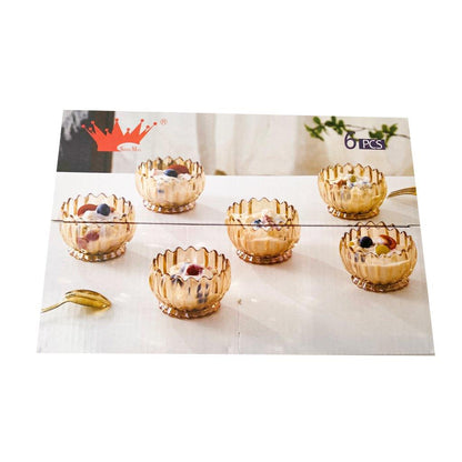 Crystal Glass Ice Cream and Dessert Bowl Set of 6 Pcs 150 ml **