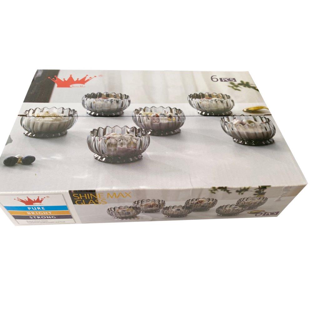 Crystal Glass Ice Cream and Dessert Bowl Set of 6 Pcs 150 ml **