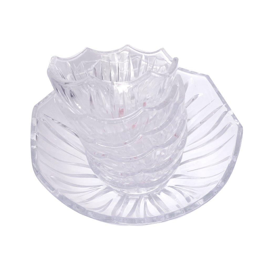 Crystal Glass Ice Cream and Dessert Bowl Set of 7 Pcs  1920+270 ml
