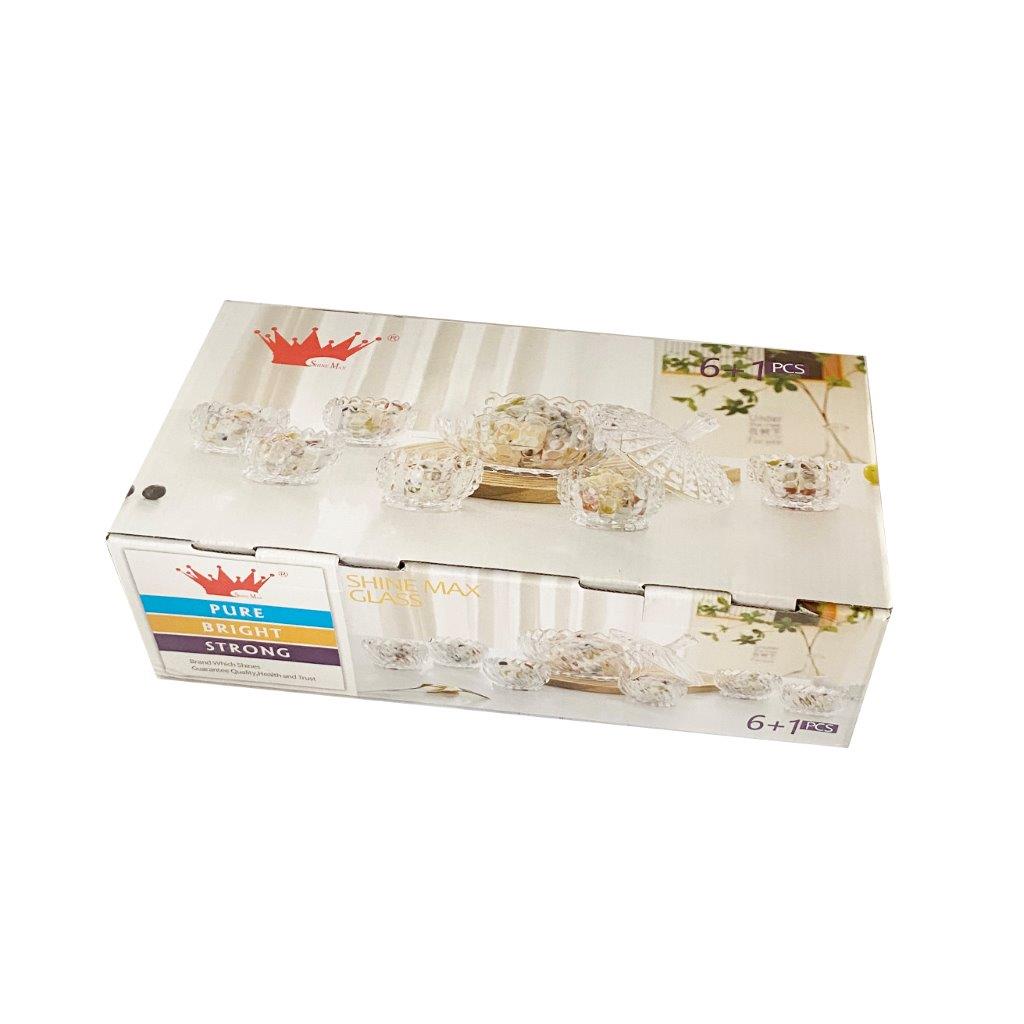 Crystal Cut Glass Ice Cream and Dessert Bowl Set of 6 Pcs ** Inspect Actual 1100+1300 ml