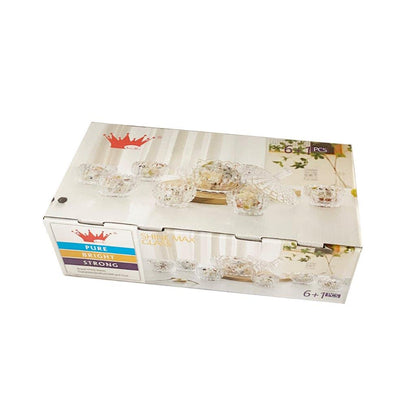 Crystal Cut Glass Ice Cream and Dessert Bowl Set of 6 Pcs ** Inspect Actual 1100+1300 ml