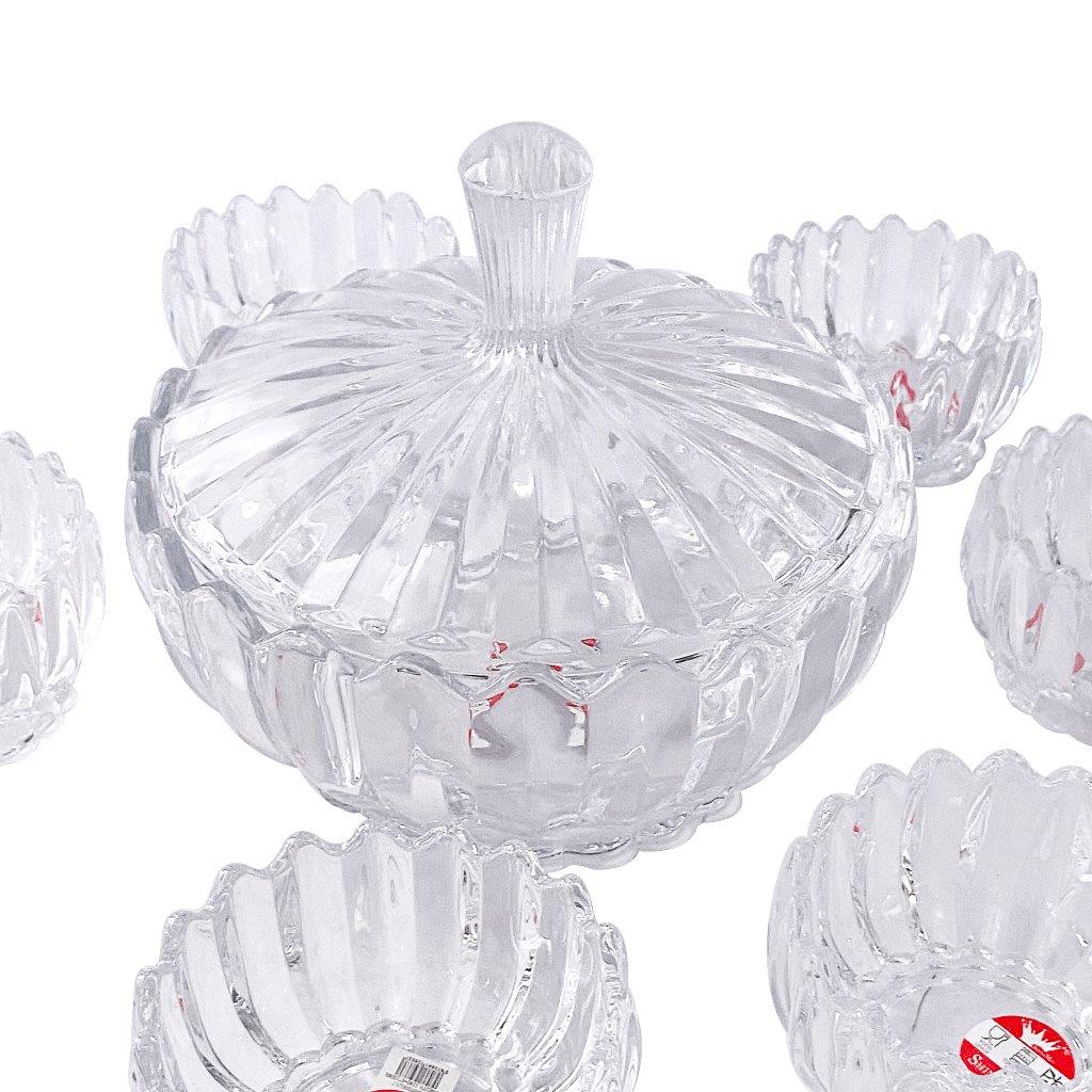 Crystal Cut Glass Ice Cream and Dessert Bowl Set of 6 Pcs ** Inspect Actual 1100+1300 ml