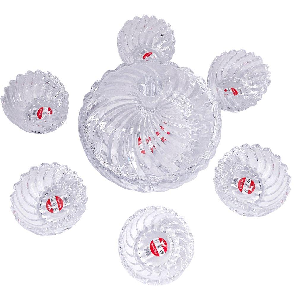 Crystal Cut Glass Ice Cream and Dessert Bowl Set of 6 Pcs ** Inspect Actual 1100+1300 ml