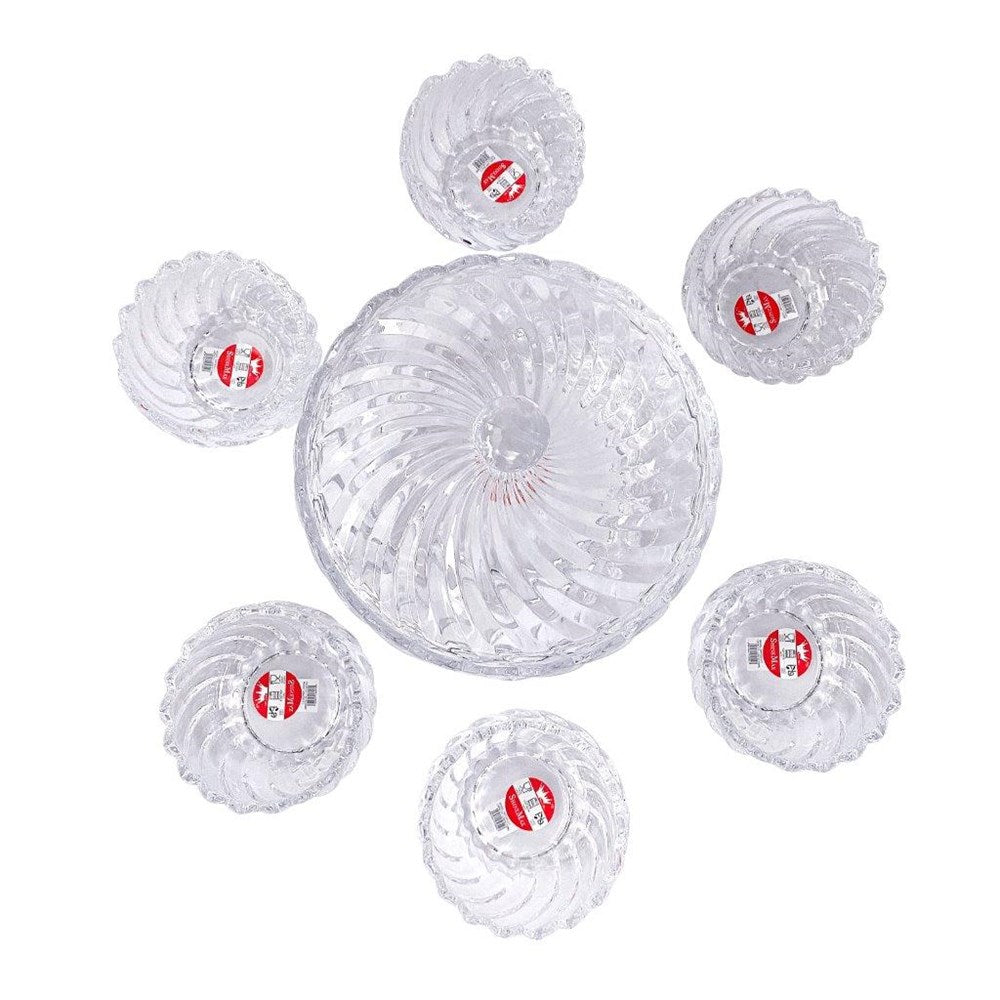 Crystal Cut Glass Ice Cream and Dessert Bowl Set of 6 Pcs ** Inspect Actual 1100+1300 ml