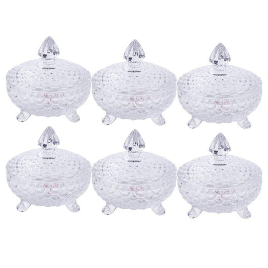 Crystal Glass Ice Cream and Dessert Bowl Set of 7 Pcs 10*6/18*17.5 cm