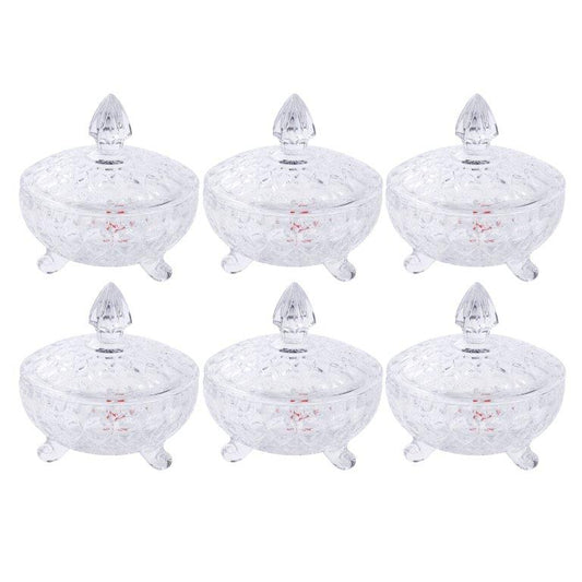 Crystal Glass Ice Cream and Dessert Bowl Set of 7 Pcs 220ML/17.5*18 cm