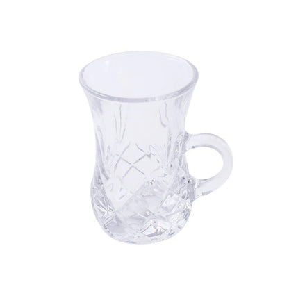 Premium Clear Glass Tea cup with Saucer Set of 6 Pcs 11/110 ml