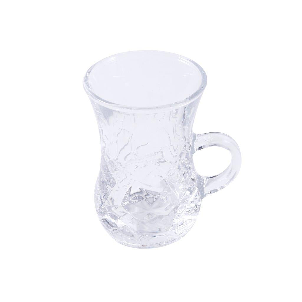 Premium Clear Glass Tea cup with Saucer Set of 6 Pcs 11/110 ml
