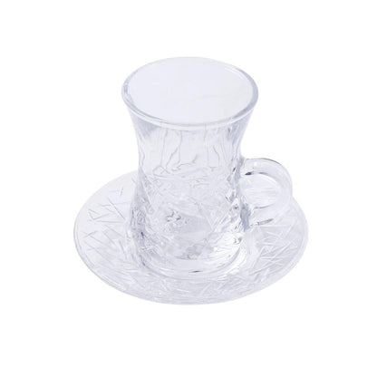 Premium Clear Glass Tea cup with Saucer Set of 6 Pcs 11/110 ml