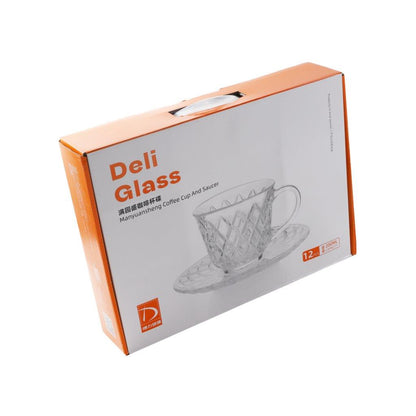 Premium Clear Glass Tea cup with Saucer Set of 6 Pcs 15/220 ml