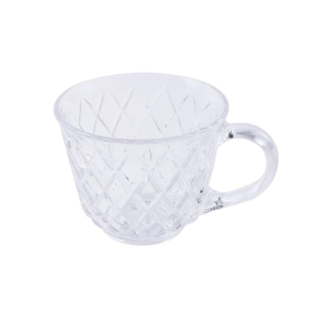 Premium Clear Glass Tea cup with Saucer Set of 6 Pcs 15/220 ml
