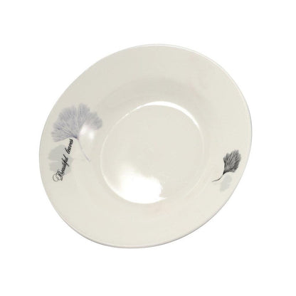 White Ceramic Floral Print Tableware Round Serving Dish Plate 7''