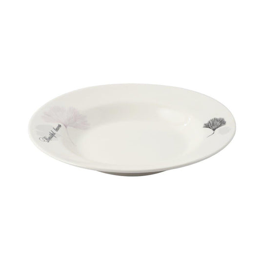 White Ceramic Floral Print Tableware Round Serving Dish Plate 8''