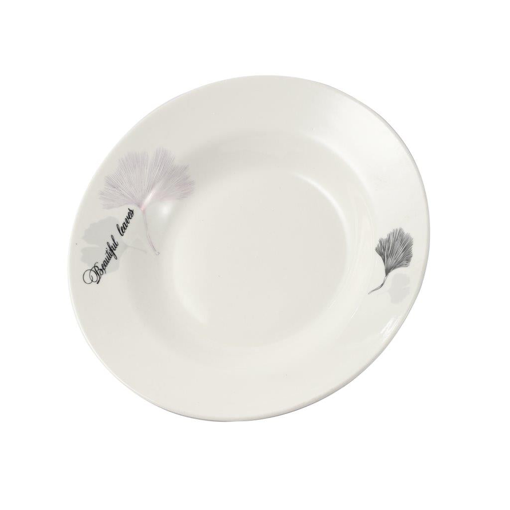 White Ceramic Floral Print Tableware Round Serving Dish Plate 8''