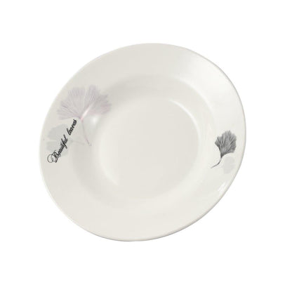 White Ceramic Floral Print Tableware Round Serving Dish Plate 8''