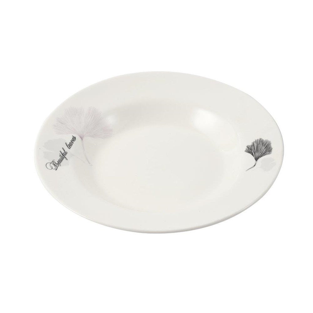 White Ceramic Floral Print Tableware Round Serving Dish Plate 8''