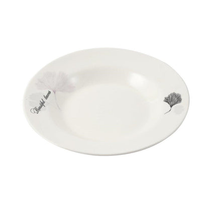 White Ceramic Floral Print Tableware Round Serving Dish Plate 8''