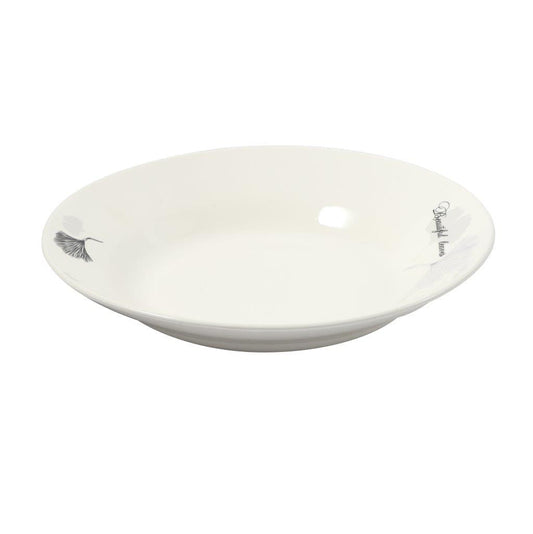 White Ceramic Floral Print Tableware Round Serving Dish Plate 9''