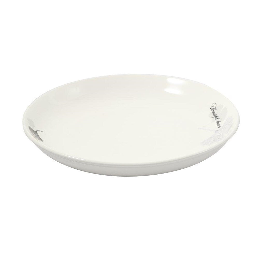 White Ceramic Floral Print Tableware Round Serving Dish Plate 10''