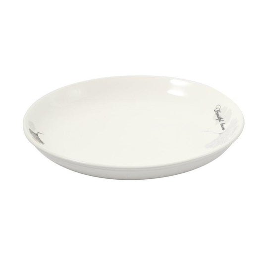 White Ceramic Floral Print Tableware Round Serving Dish Plate 10''