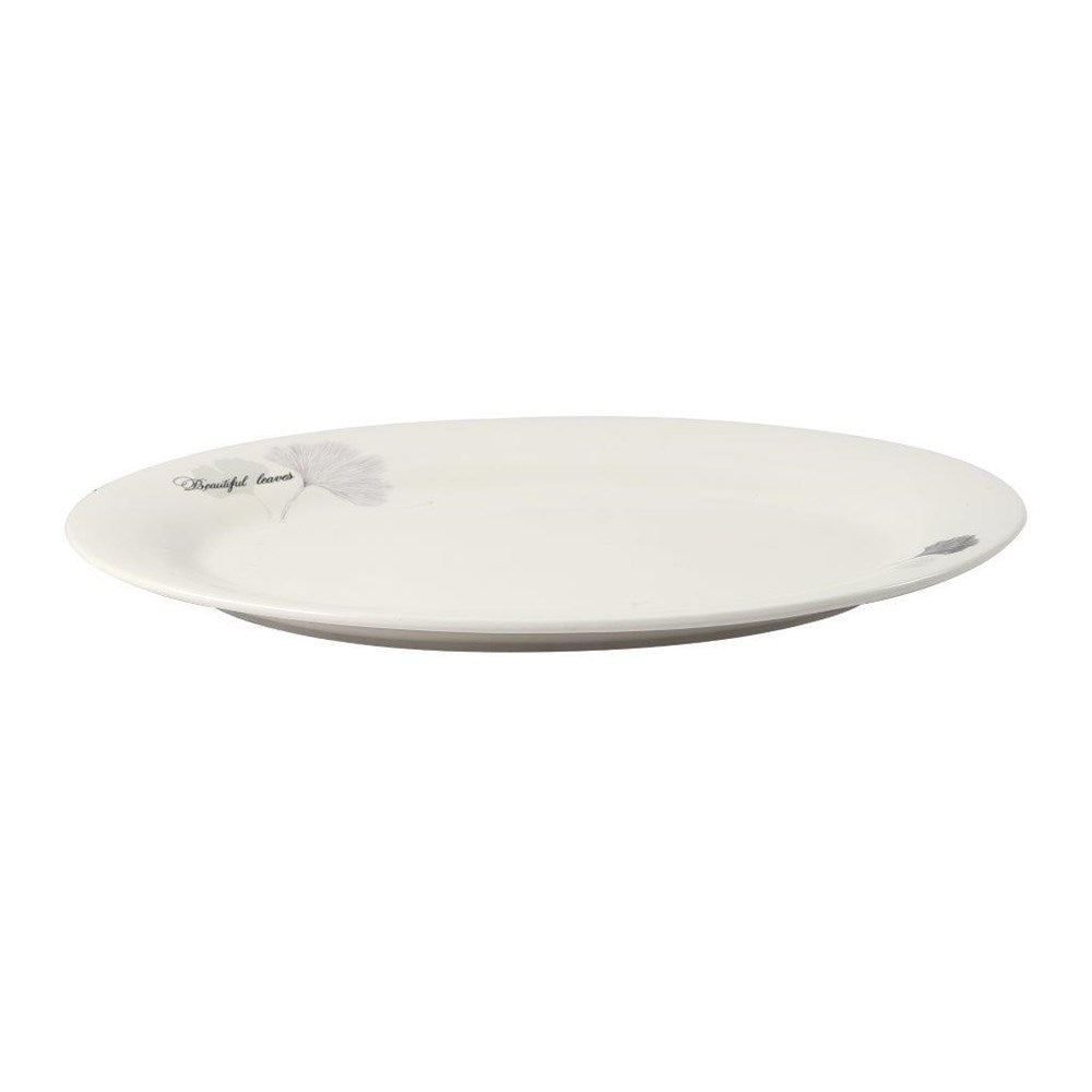 White Ceramic Floral Print Tableware Oval Serving Dish Plate 14''