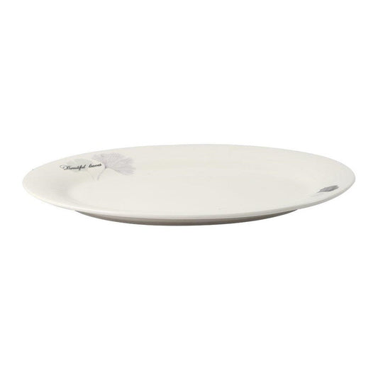 White Ceramic Floral Print Tableware Oval Serving Dish Plate 14''