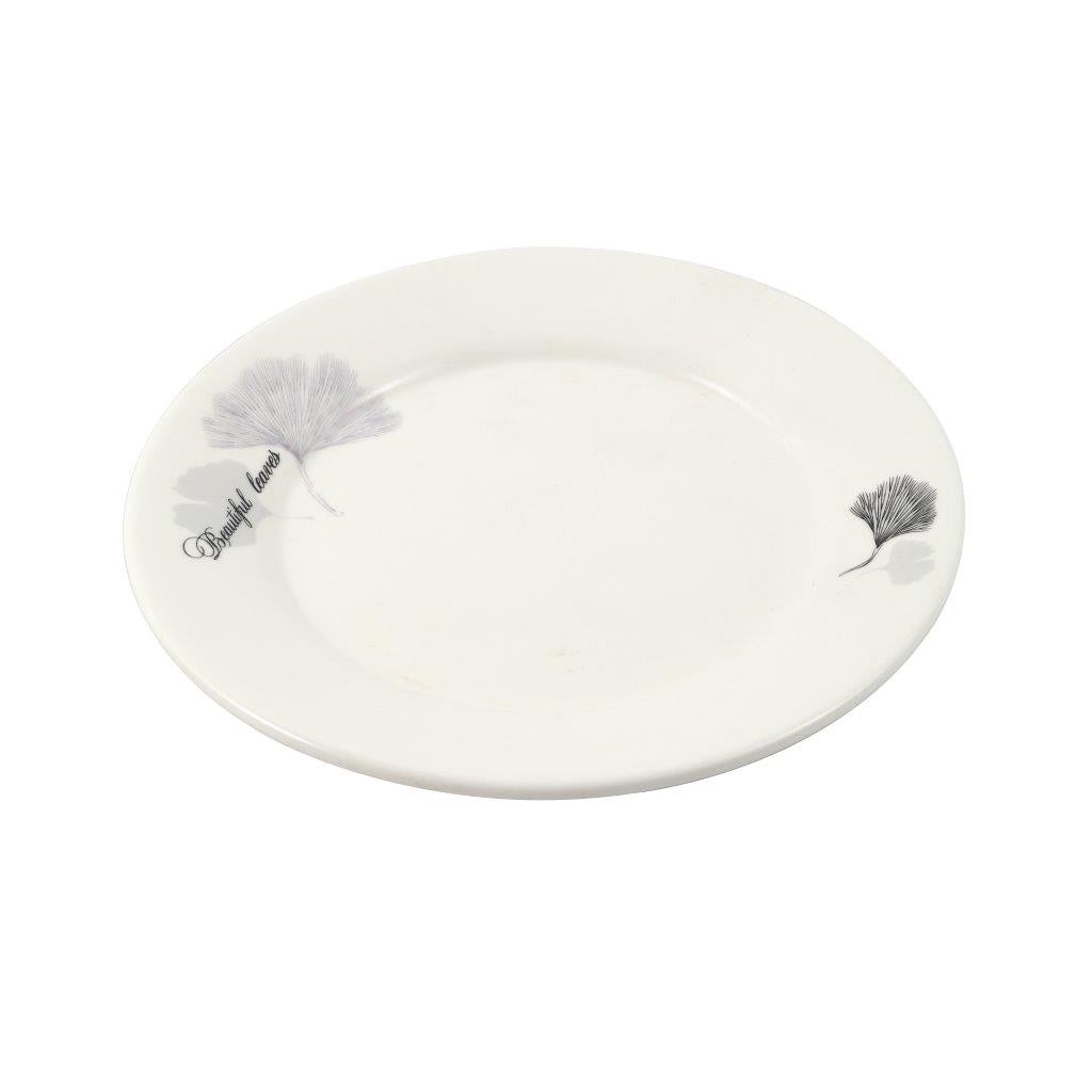 White Ceramic Floral Print Tableware Round Serving Dish Plate 7''